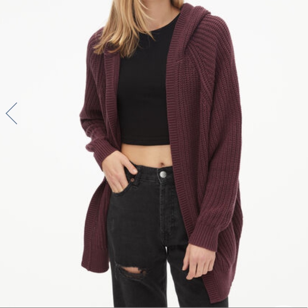 Maroon Boyfriend Hooded Cardigan XS